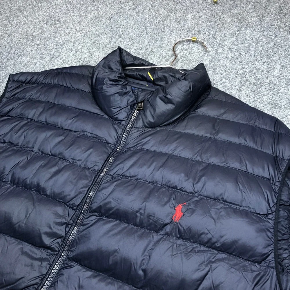 Polo Ralph Lauren Mens 3XLT Navy Blue Quilted Puffer Vest Full Zip Big & Tall